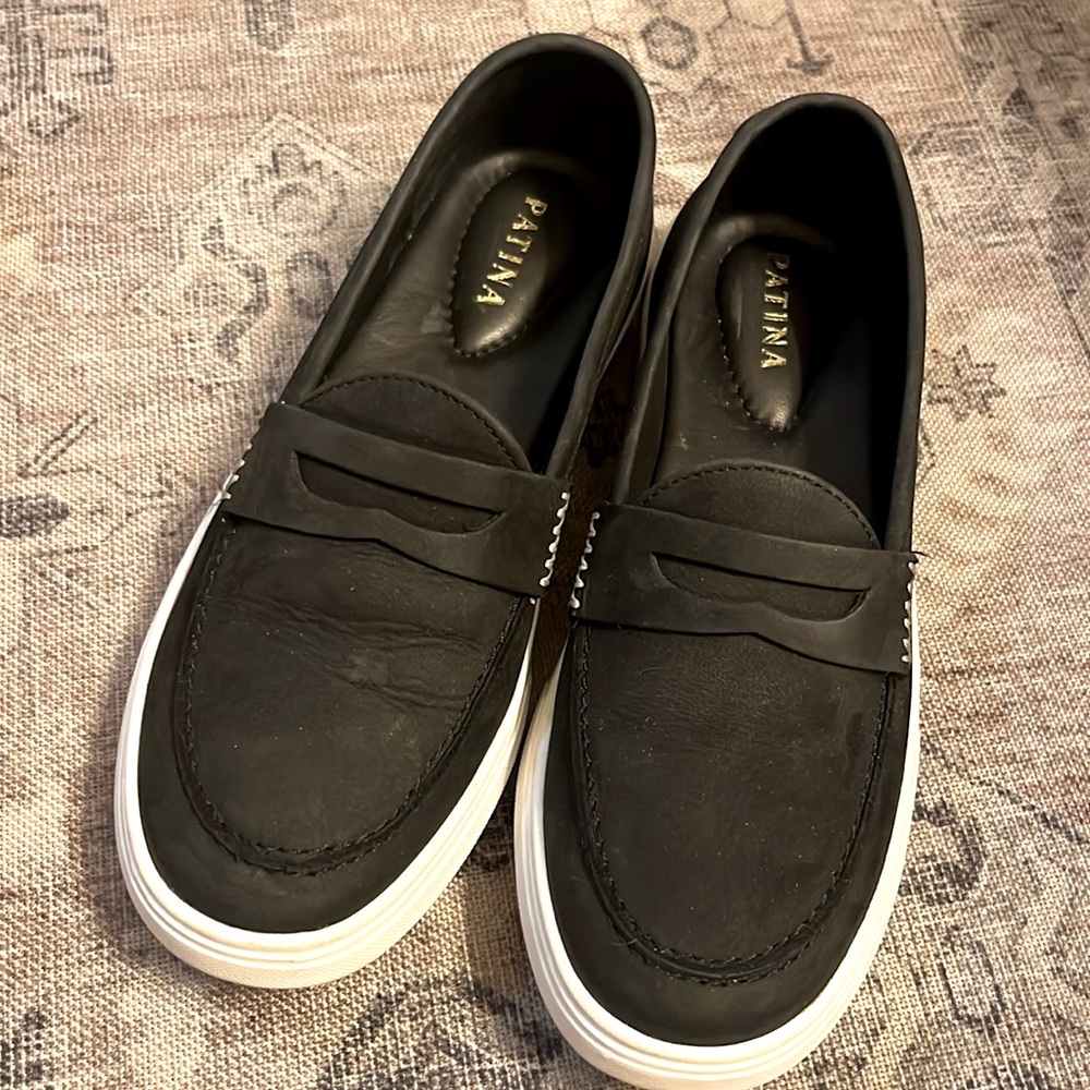 Patina Leather Goods Boardwalk Penny Loafer Shadow Black Size US 8 EU 38